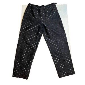 Talbots Pants 14 Nautical Blue White Diamond Print Lined Cotton Golf Casual Chic